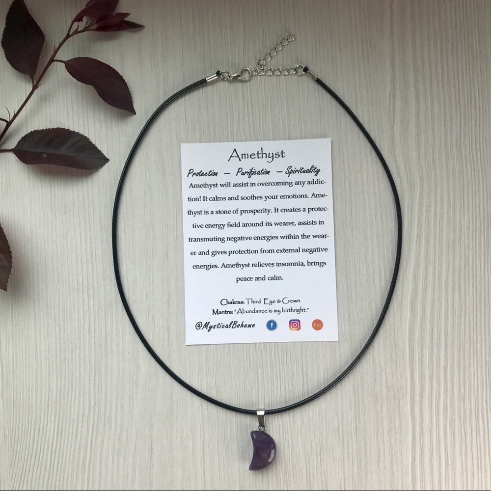 Genuine Amethyst Gemstone Moon Phase Necklace